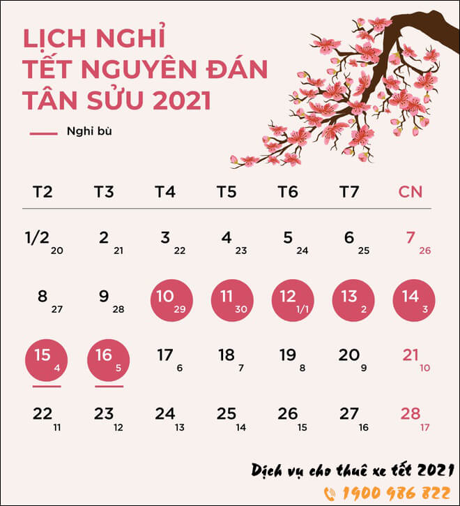 Lịch nghỉ tết nguyên đán 2021