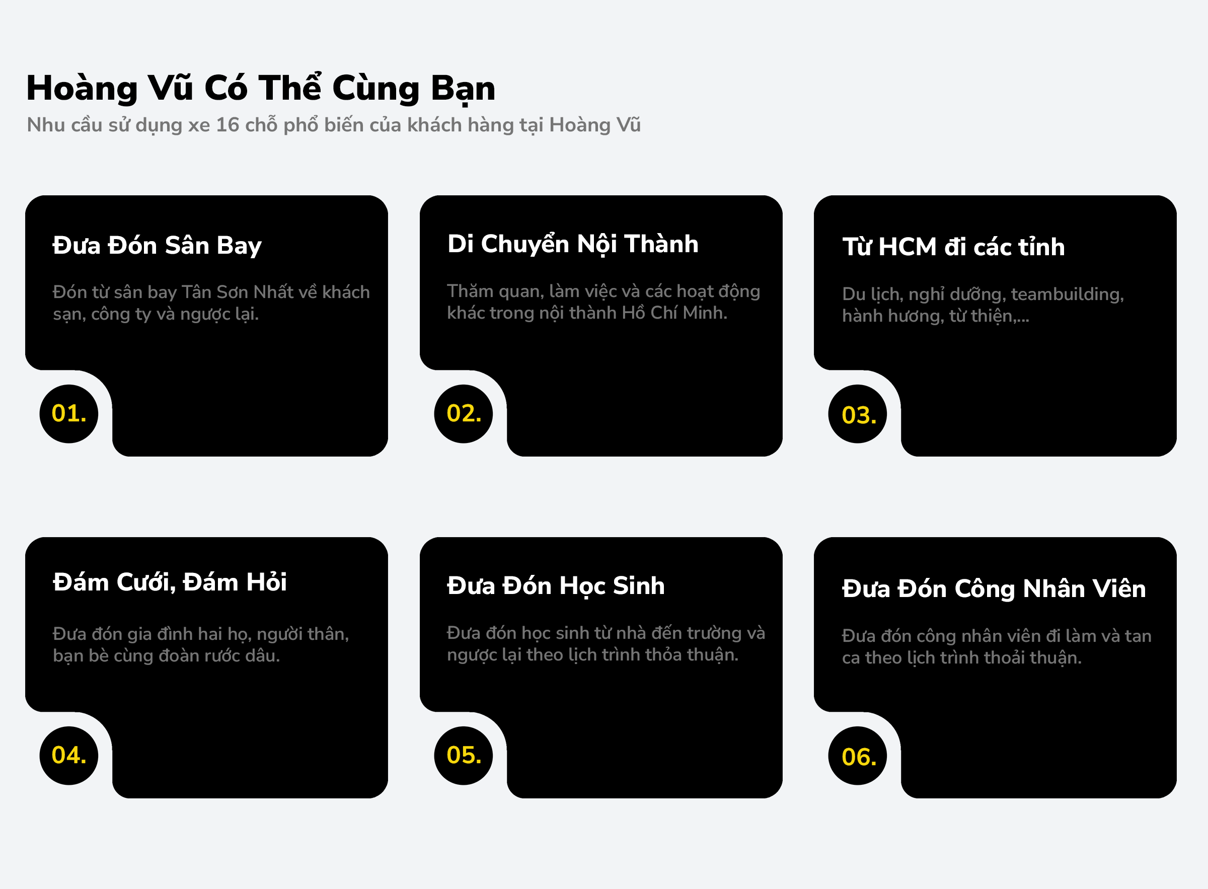 Mục đích thuê xe 29 chỗ thường gặp tại Hoàng Vũ - PC