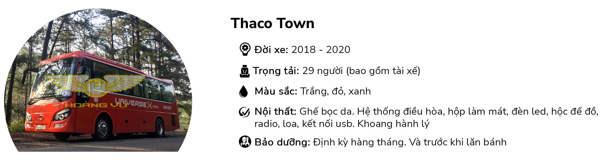 Xe 29 chỗ cho thuê Thaco Town