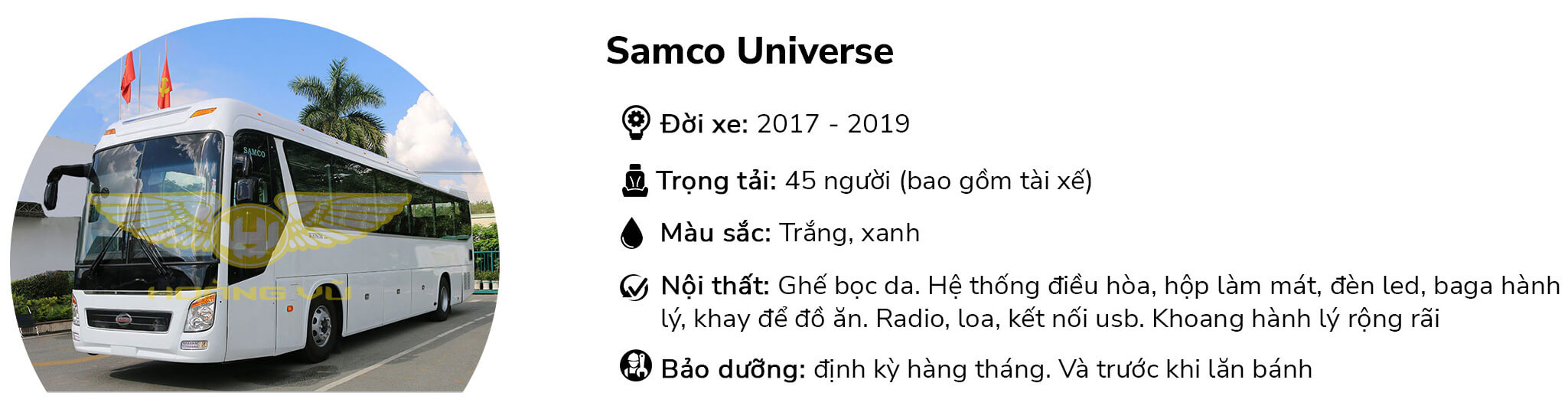 Xe cho thuê 45 chỗ Samco Universe
