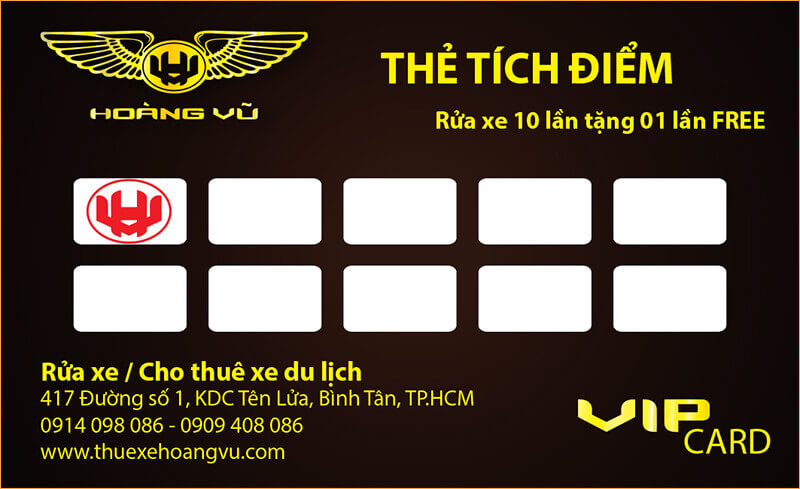 Thẻ tích điểm miễn phí rửa xe